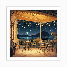 Cafe Terrace At Night (18) Art Print