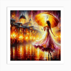 Woman under the rain 1 Art Print