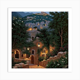 Night walk at the Village Art Print