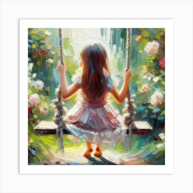 Little Girl On Swing 2 Art Print