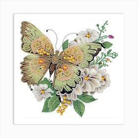 Butterfly And Flowers Stalente Diamond Painting Kits for Adults Butterfly, 5D Special Shape Diamond Art Kits for Beginners, Crystal Rhinestones Diamond Painting for Home Wall Decoration Gift Art Print