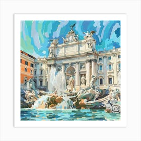 Trevi Fountain Oil Painting Art Print