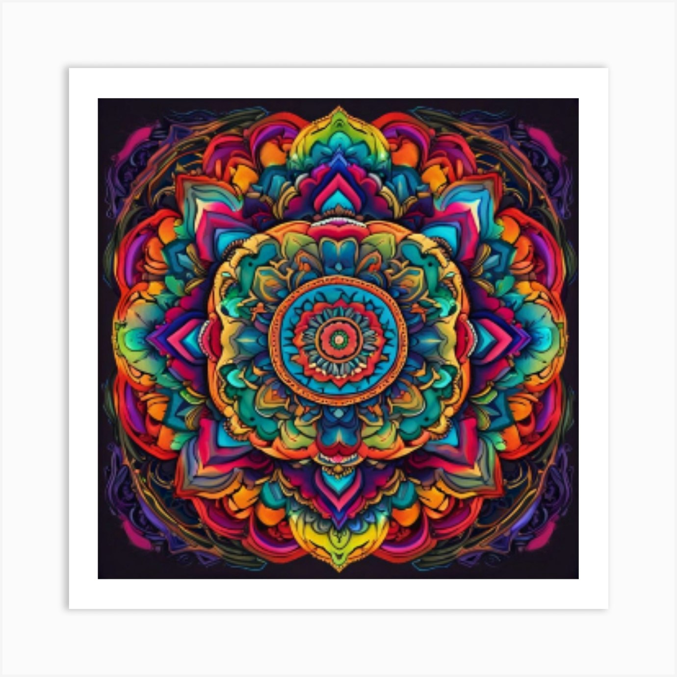 Two colorful patterned mandala print wall art