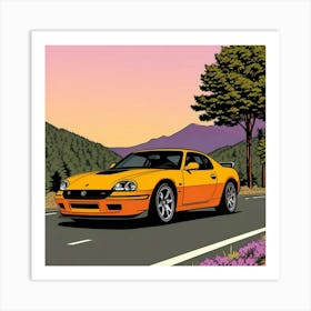 Dynamic Sports Car Close-Up with Bold Stripes Art Print