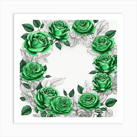 Green Roses 16 Art Print