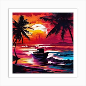 Sunset At The Beach 249 Art Print