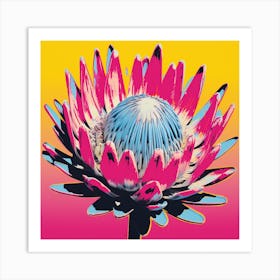 Andy Warhol Style Pop Art Flowers Protea 3 Square Art Print