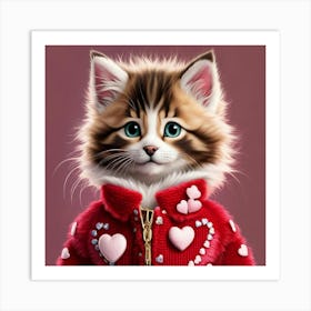 Valentine Kitten Art Print