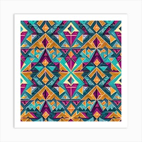 Firefly Beautiful Modern Abstract Detailed Native American Tribal Pattern And Symbols With Uniformed (2) Art Print