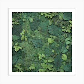 Green Leaves On A Wall 2 Art Print