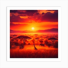 Sunset In The Savannah 2 Art Print