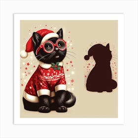 Christmas Cat Art Print