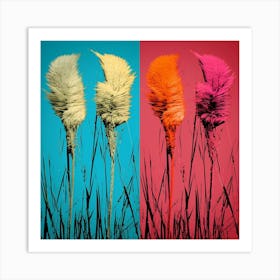Andy Warhol Style Pop Art Flowers Fountain Grass 2 Square Art Print