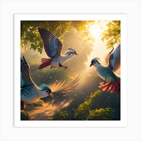 Peacockbidrs Is Flying Art Print