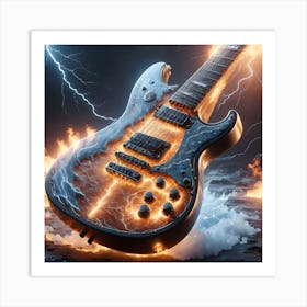 Electric Guitar Fire & Ice Art Print