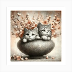 Two Kittens In A Bowl 2 Art Print