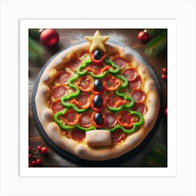 Christmas Pizza Tree Art Print