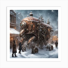 Steampunk in winter Art Print