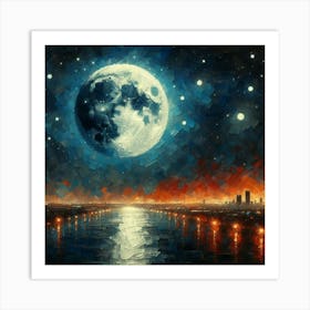 Moon Over The River Art Print