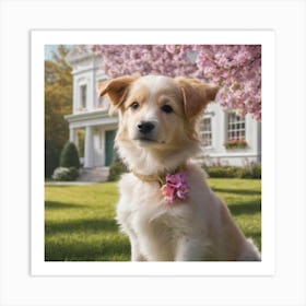 Dog In Bloom Art Print