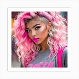 Pink Haired Girl jk Art Print