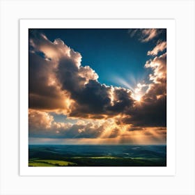 Sun Shining Through The Clouds Art Print