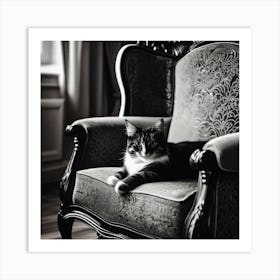 Cat In Chair Art Print