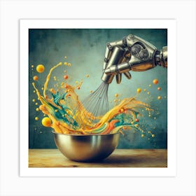 Robot Pouring Liquid Into A Bowl Art Print