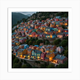 Colorful Houses On A Hillside Art Print