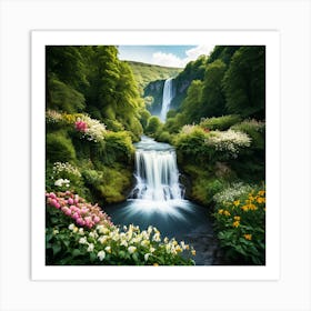 Waterfall In The Forest 6 Art Print