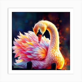 Pink Swan Ai  Art Print