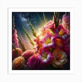 Gladioli flowers Art Print