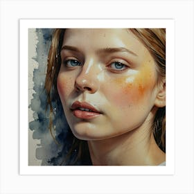 Watercolor Portrait Of A Girl 2 Art Print