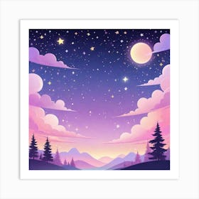 Sky With Twinkling Stars In Pastel Colors Square Composition 151 Art Print