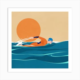 Swimmer In The Ocean Art Print