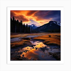 Landscape Minimalist Yellowstone National Park Studio Photography Art Print