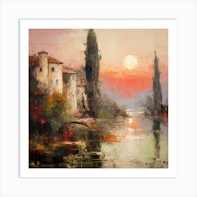 Abstract Amalfi: Monet's Coastal Whispers Art Print