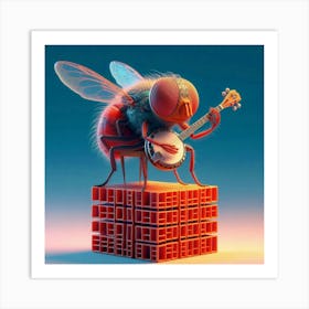 Flies Playing Banjo Art Print