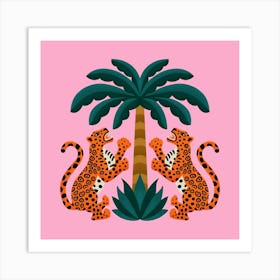 Jaguars And Palm Art Print