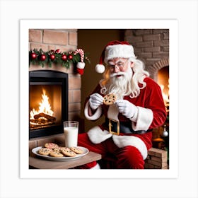 Santa Claus Eating Cookies 4 Art Print