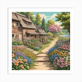 Cottage By The Lake Art Print