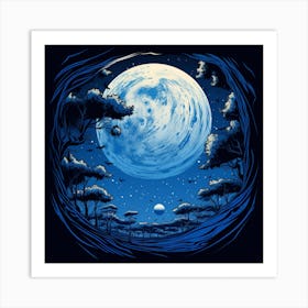 Full Moon In The Forest Art Print