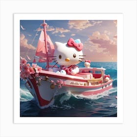 Hello kitty on the sea Art Print