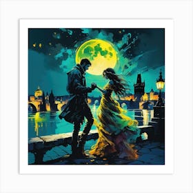 Moonlight On The Bridge Art Print