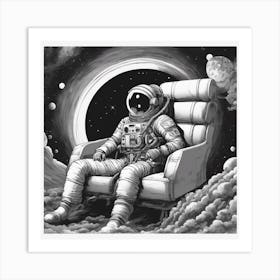 A Sofa In Cosmonaut Suit Wandering In Space 5 Art Print