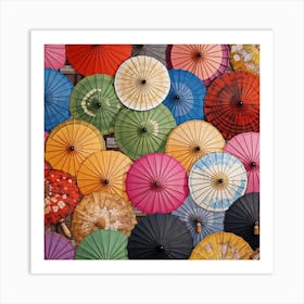 Many Colorful Umbrellas Art Print