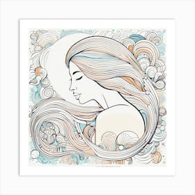 Woman With Long Hair Art Print