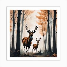 Deer In The Woods 13 Art Print