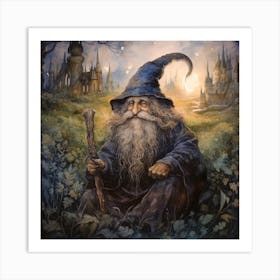 A Magical Wizard Of The Enchanted Forest Called Olon Art Print