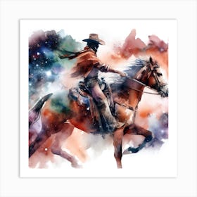 Watercolor Cowboy Painting Art Print